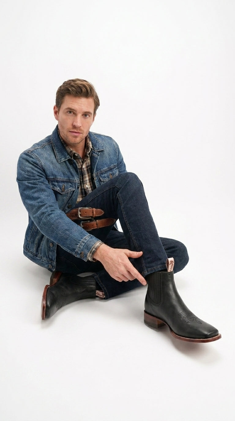 Black Square Toe Ankle Boots