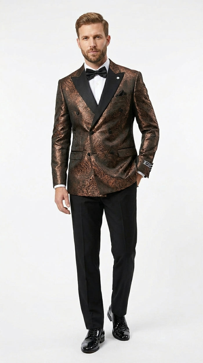 Stacy Adams Men’s High Fashion Pattern Sport Coat, Hybrid Fit Formal Blazer in Bronze, Silver, Red and Purple