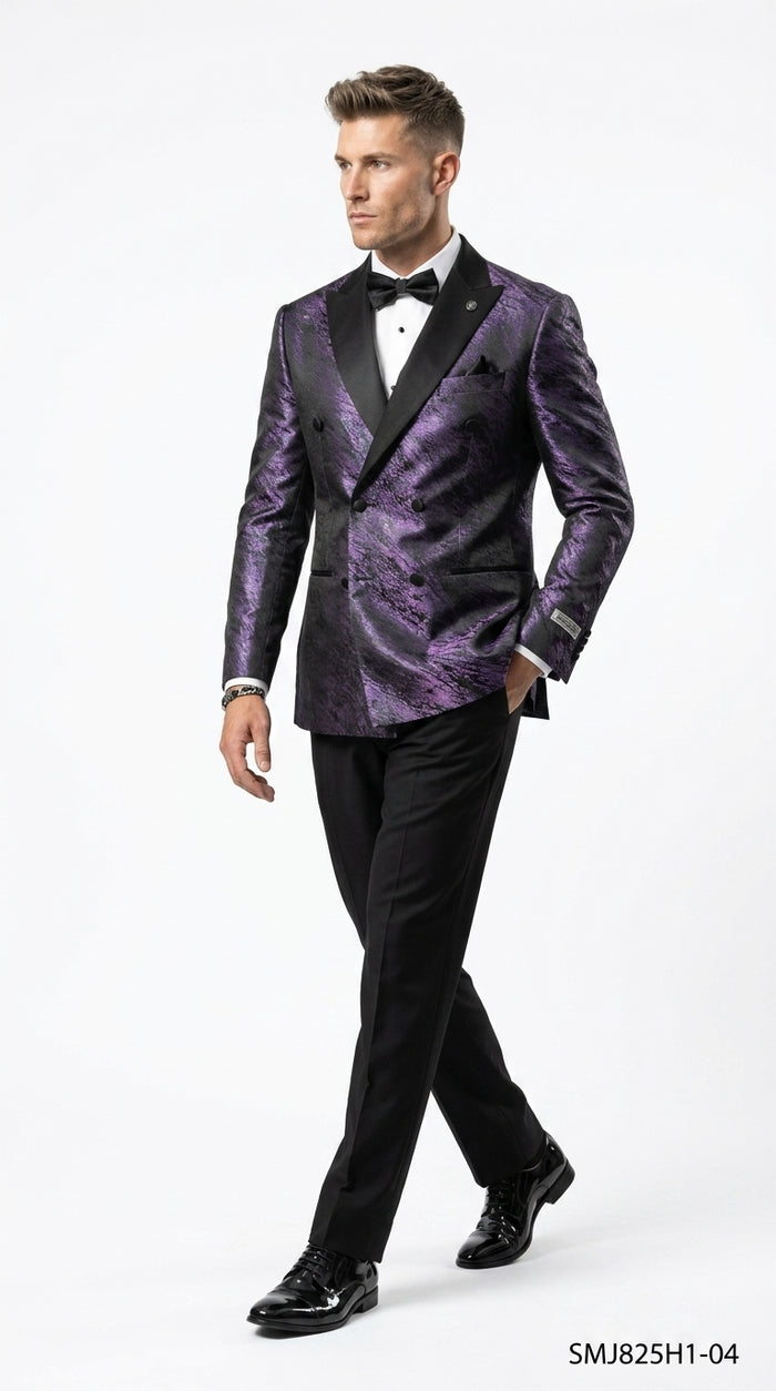 Stacy Adams Men’s High Fashion Pattern Sport Coat, Hybrid Fit Formal Blazer in Bronze, Silver, Red and Purple