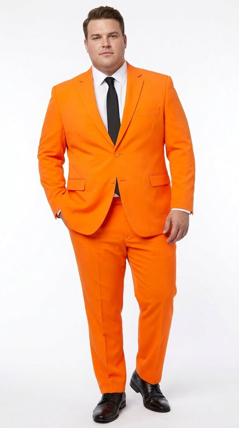 Men’s Orange Tuxedo Suit with Pants, Bright Orange Formal Prom Wedding Suit