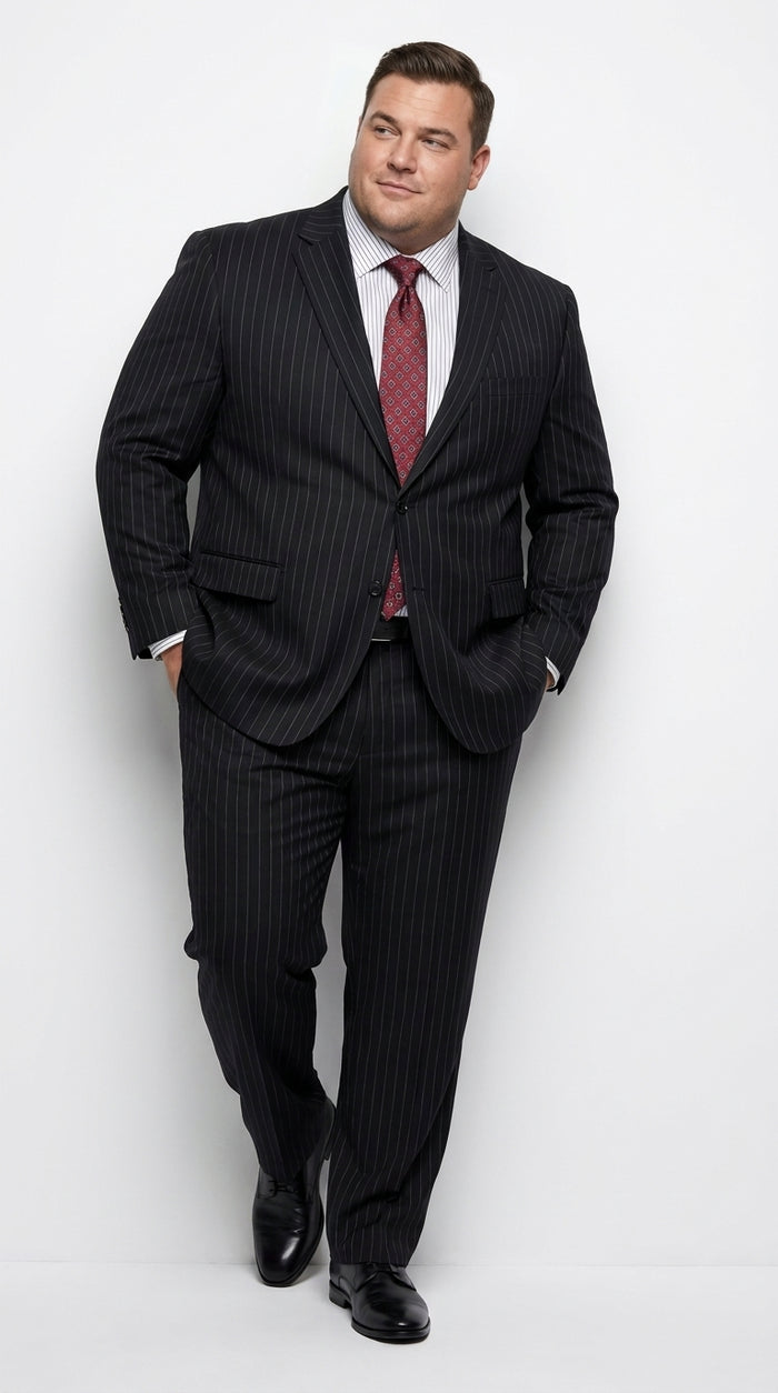 Men’s Black Pinstripe Suit, Patrick Bateman Inspired American Psycho Homecoming Formal Suit