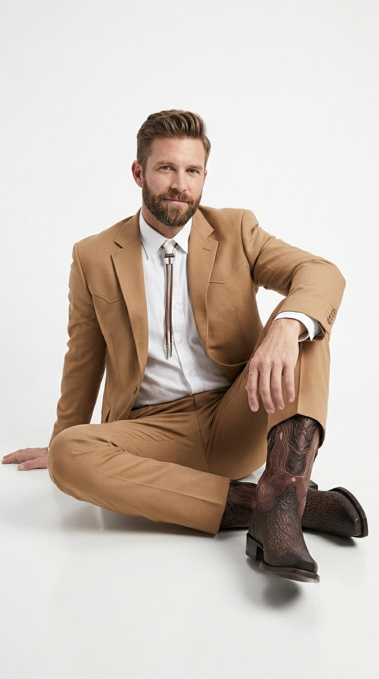 Men’s Shark Skin Cowboy Boots, Western Exotic Boots in Brown, Sand and Cognac