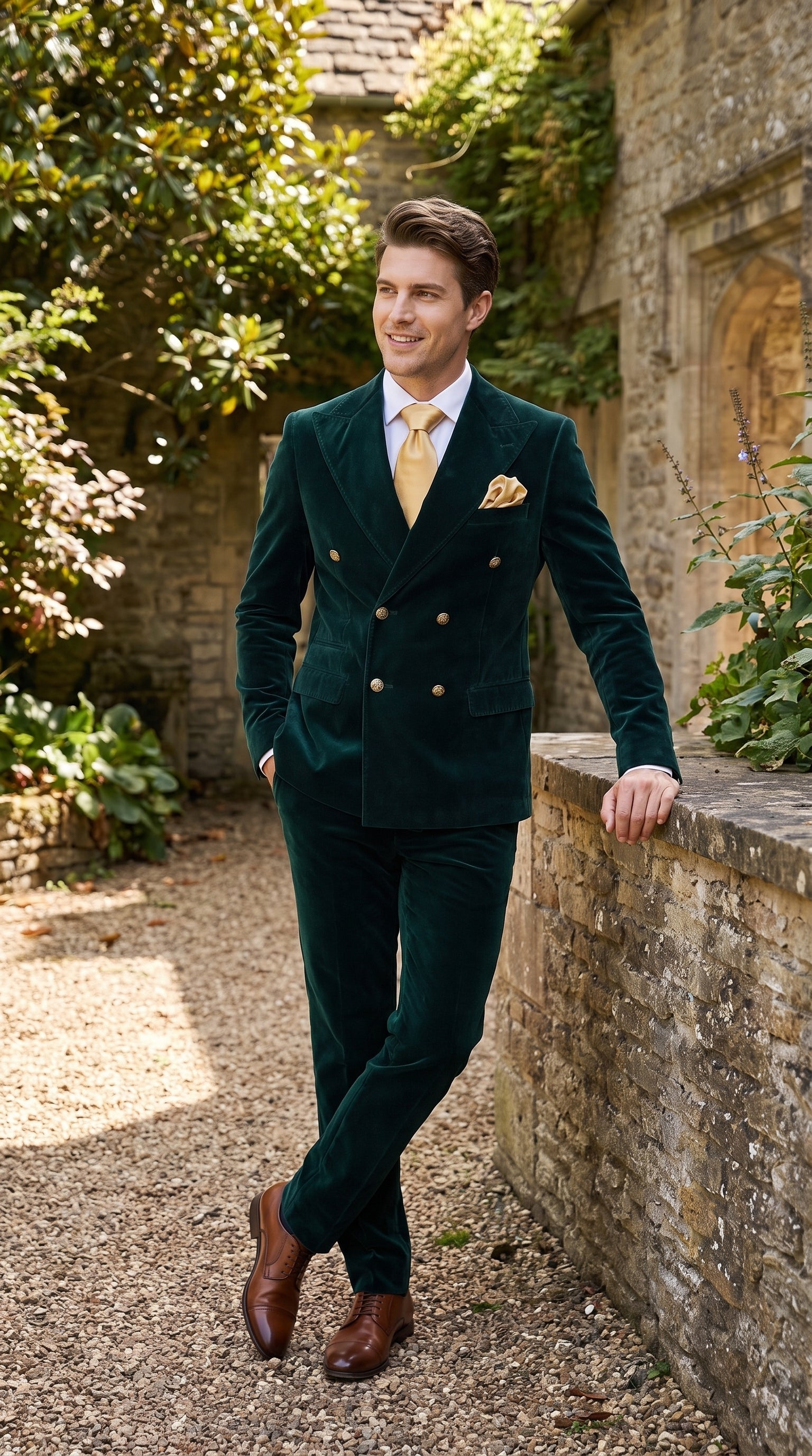 Men’s Rossi Man Zeus Emerald Green Velvet Double Breasted Tuxedo Suit, Formal Wedding Prom Dinner Suit - 34 Short or Extra Small