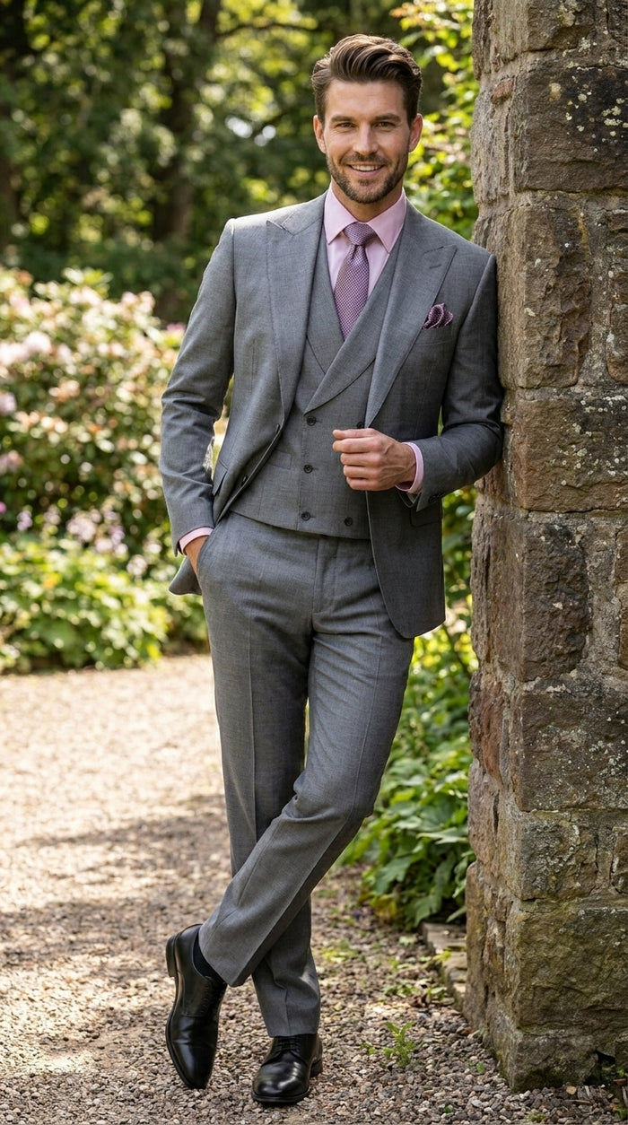 Charcoal Modern Fit 3-Piece Suit with Lapel Vest & Adjustable Pants