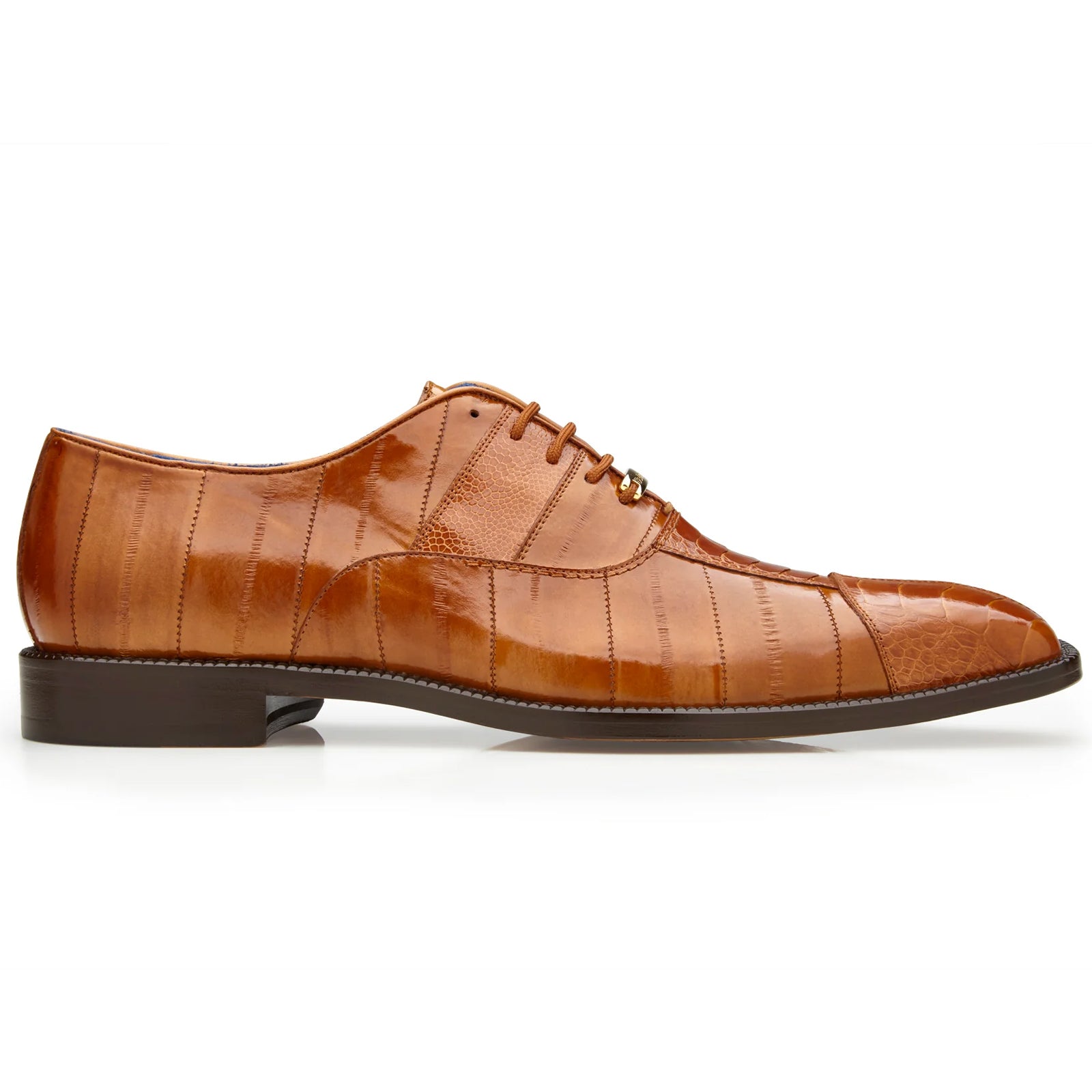 Men's Belvedere Mare Ostrich Leg & Eel Skin Dress Shoe in Camel - 9-M