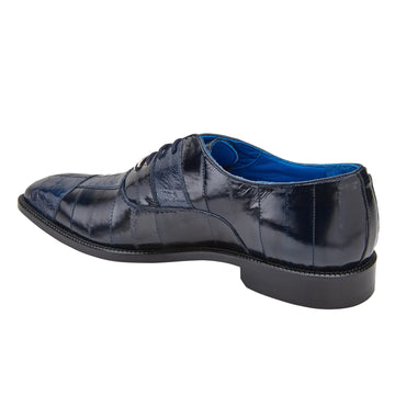 Men's Belvedere Mare Ostrich Leg & Eel Skin Dress Shoe in Navy Blue - 9-M