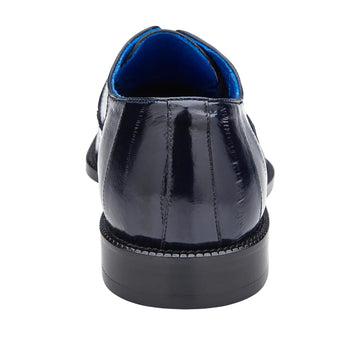 Men's Belvedere Mare Ostrich Leg & Eel Skin Dress Shoe in Navy Blue - 10.5-M