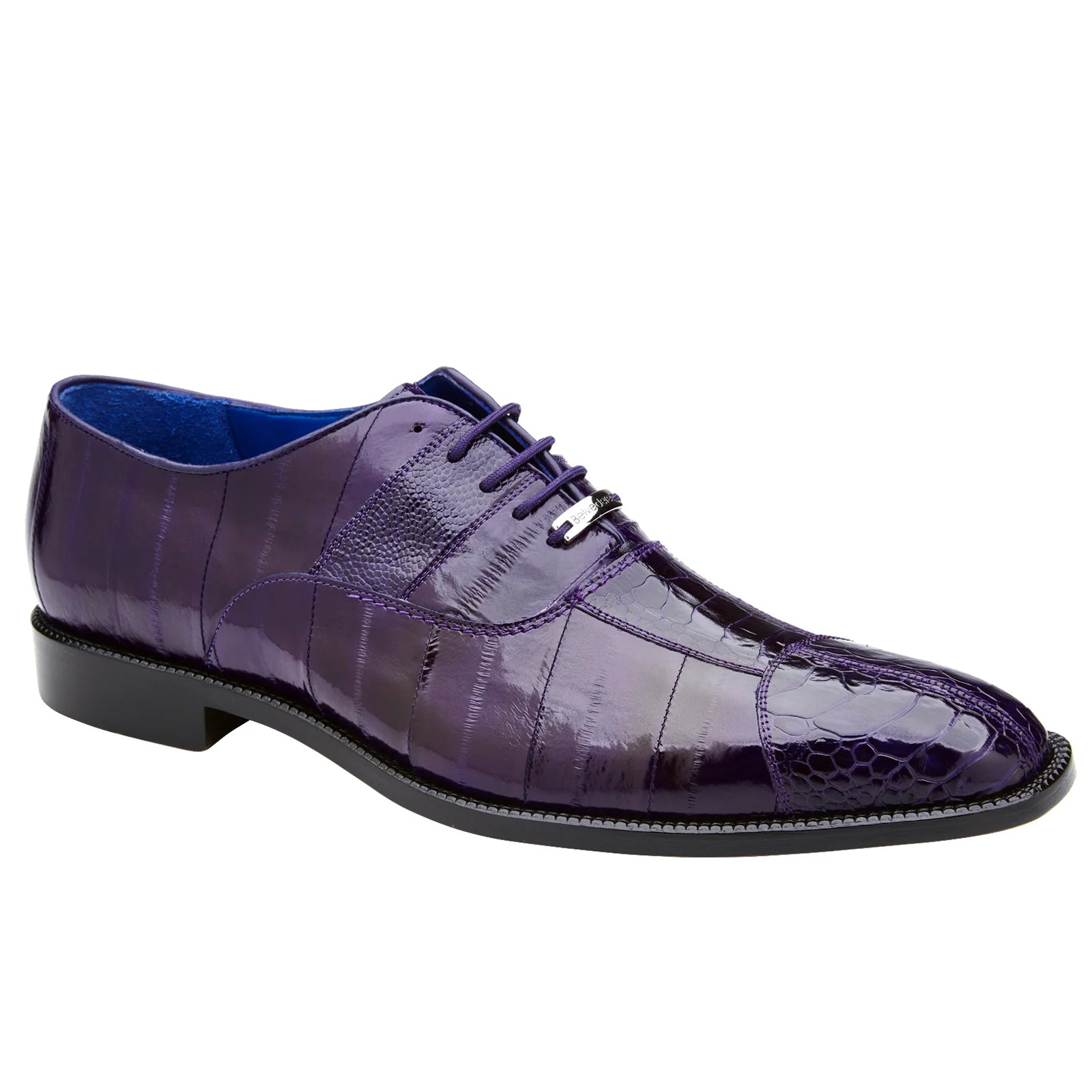 Men's Belvedere Mare Ostrich Leg & Eel Skin Dress Shoe in Purple - 11-M
