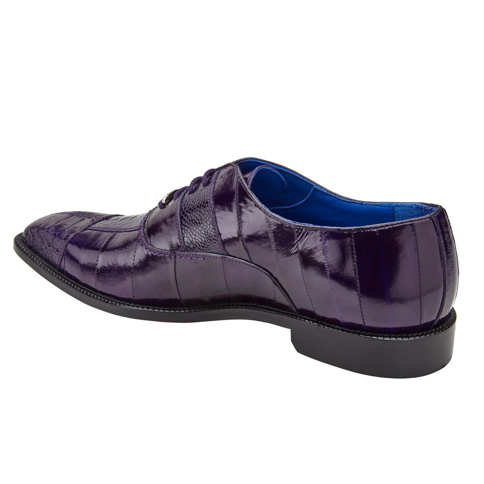 Men's Belvedere Mare Ostrich Leg & Eel Skin Dress Shoe in Purple - 11-M