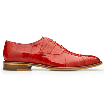 Men's Belvedere Mare Ostrich Leg & Eel Skin Dress Shoe in Red - 14-M