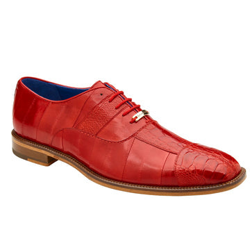 Men's Belvedere Mare Ostrich Leg & Eel Skin Dress Shoe in Red - 15-M