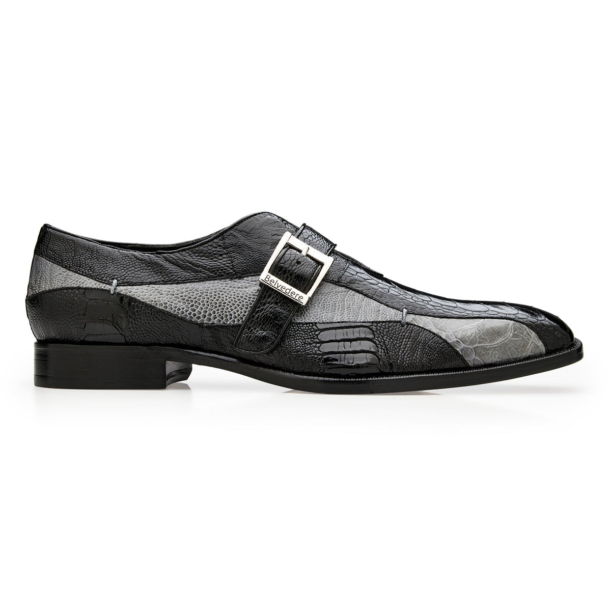 Belvedere Marte Black & Gray Alligator Leather Oxford