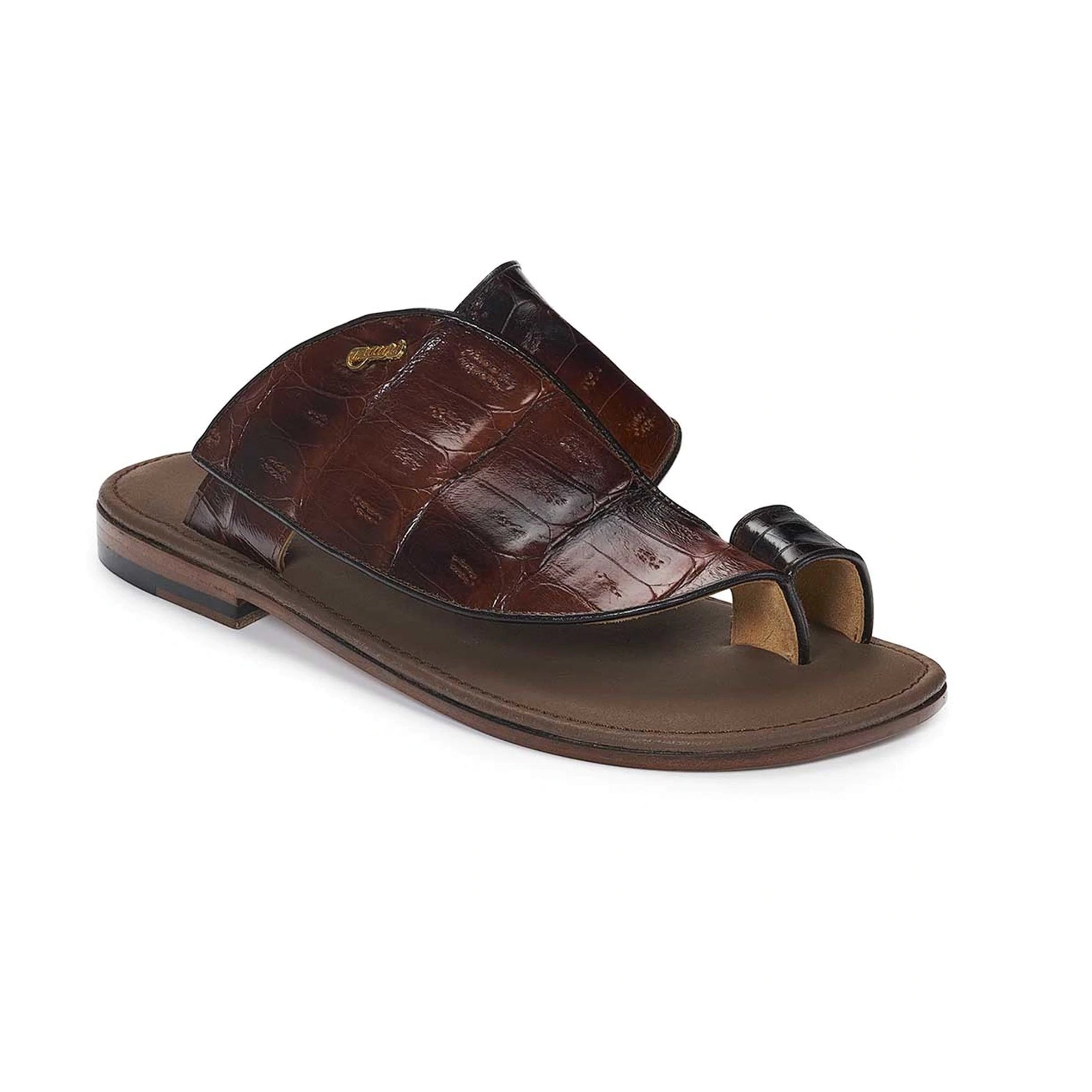 Mens Mauri Panaro Baby Crocodile Sandal in Brown - 8.5