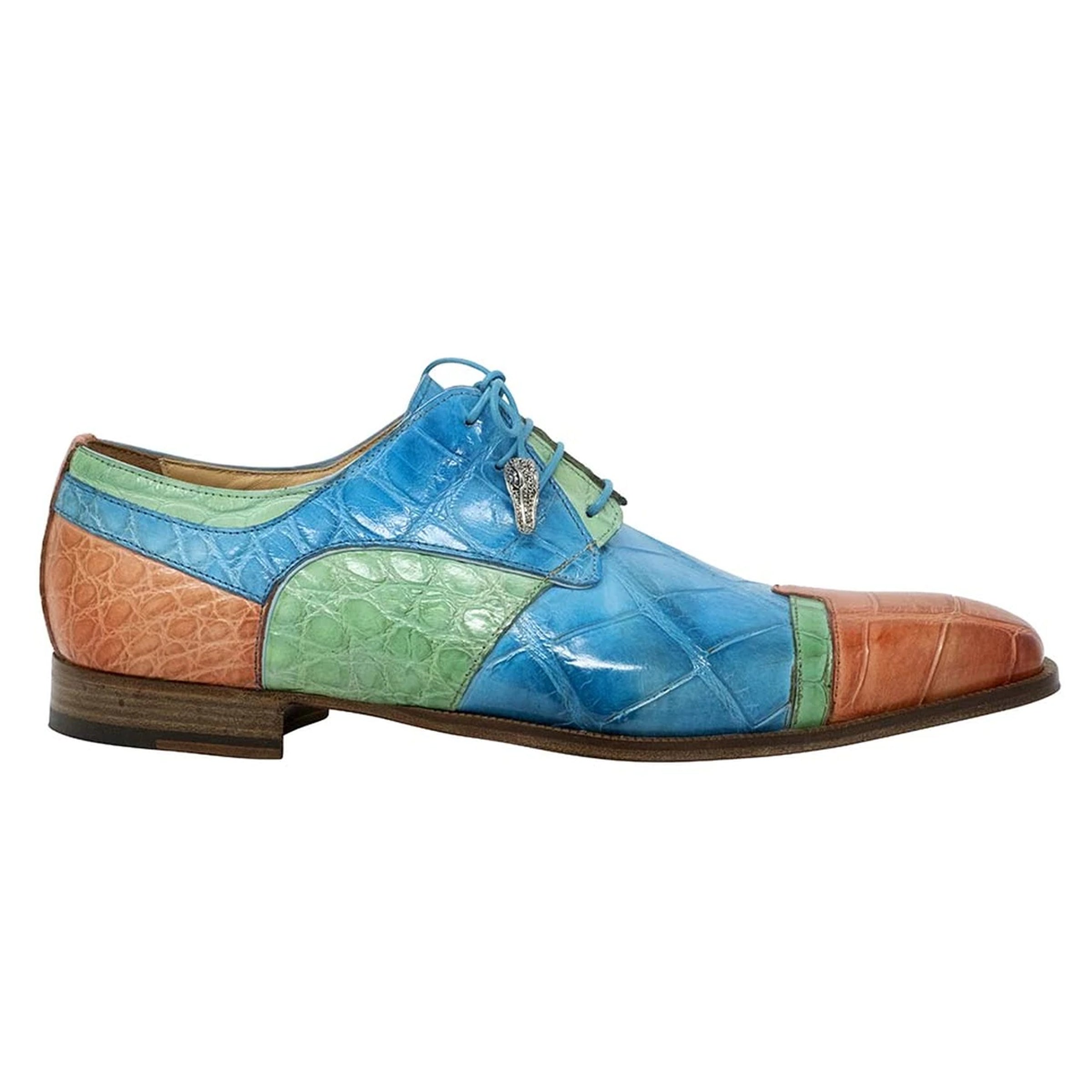 Mens Mauri Stephen Tri Color Alligator Dress Shoe in Blue|Green|Cognac - 9.5