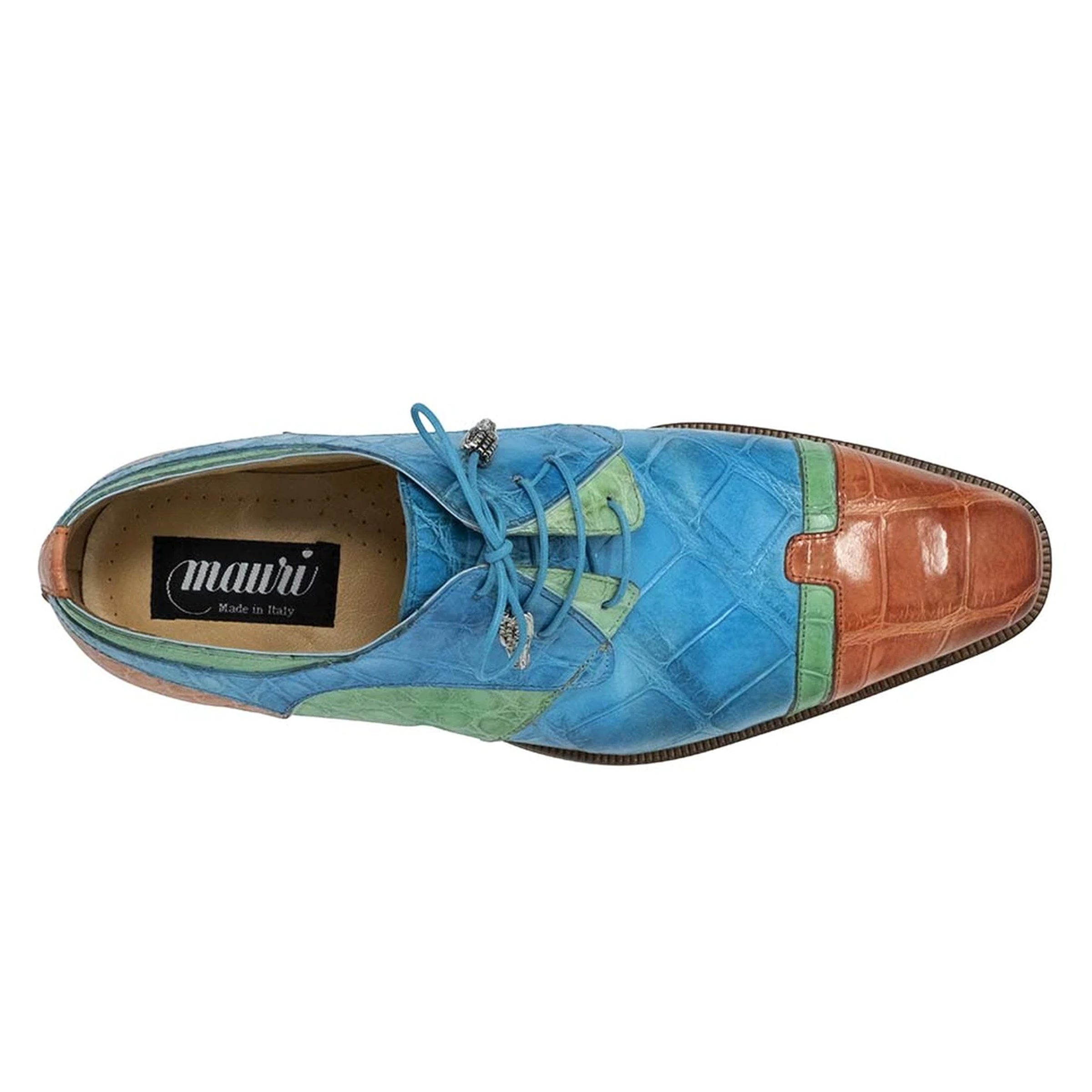 Mens Mauri Stephen Tri Color Alligator Dress Shoe in Blue|Green|Cognac - 9.5