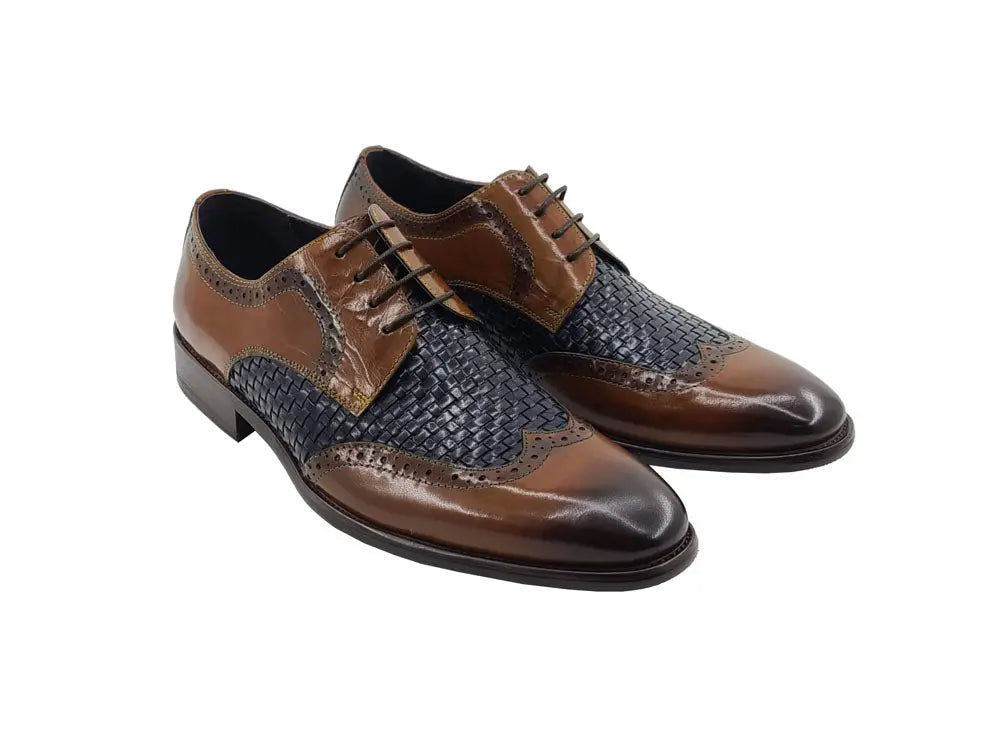 Medallion Wing-tip Basket Weave Four Eyelets Oxford - 9