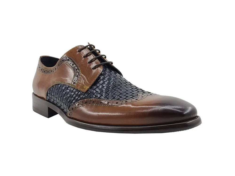 Medallion Wing-tip Basket Weave Four Eyelets Oxford - 9