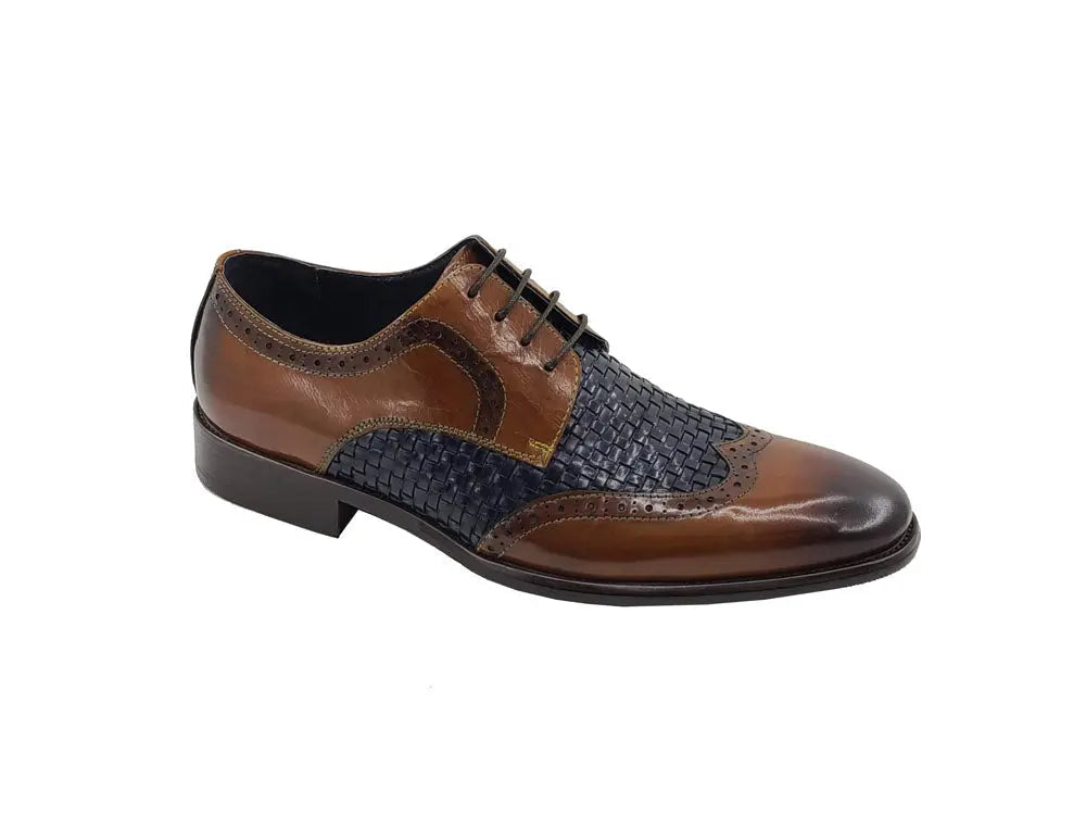 Medallion Wing-tip Basket Weave Four Eyelets Oxford - 9