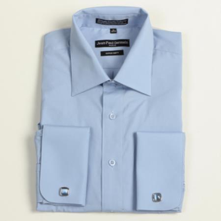 Medium Blue French Cuff Big & Tall Shirt 18 19 20 21 22 Inch Neck Men's Dress Shirt