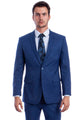 Cheap Suit - Men's Two Button Modern Fit Linen Look Summer Suit blue