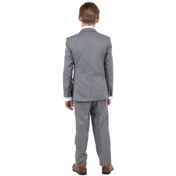 Perry Ellis Boys Sharkskin 5pc Suit, Medium Gray - Boy Size : 4 (Weight 38 to 49)
