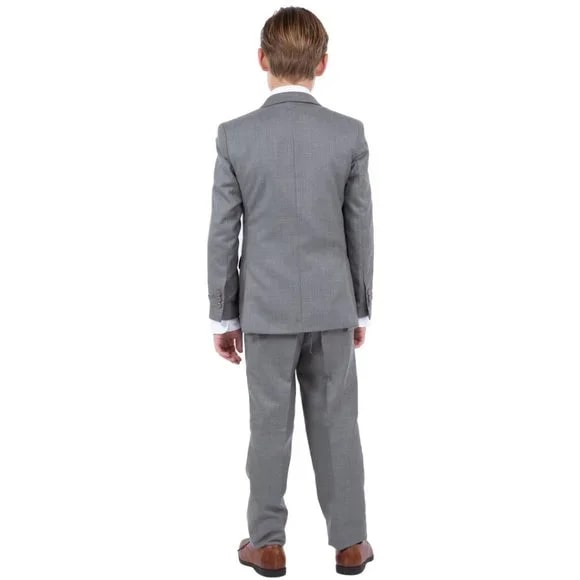 Perry Ellis Boys Sharkskin 5pc Suit, Medium Gray