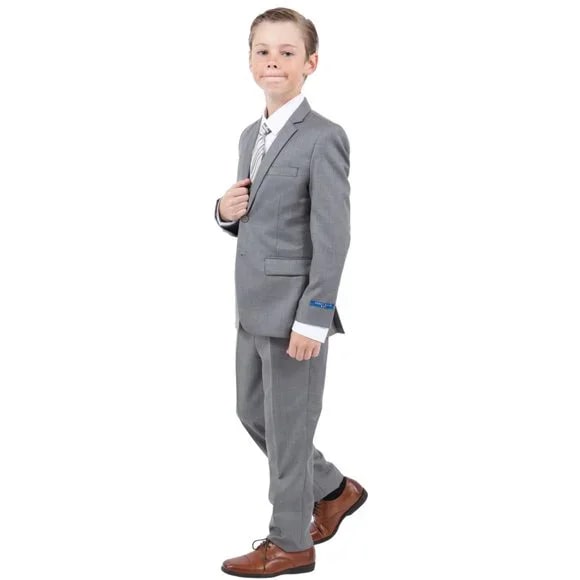 Perry Ellis Boys Sharkskin 5pc Suit, Medium Gray