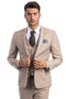 Cheap Priced Suit  - Men's Two Button Slim Fit Vested Solid Basic Color Medium Tan Suit