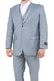 Mens Light Gray Sharkskin 3 Piece Regular Fit Side Vent Suit