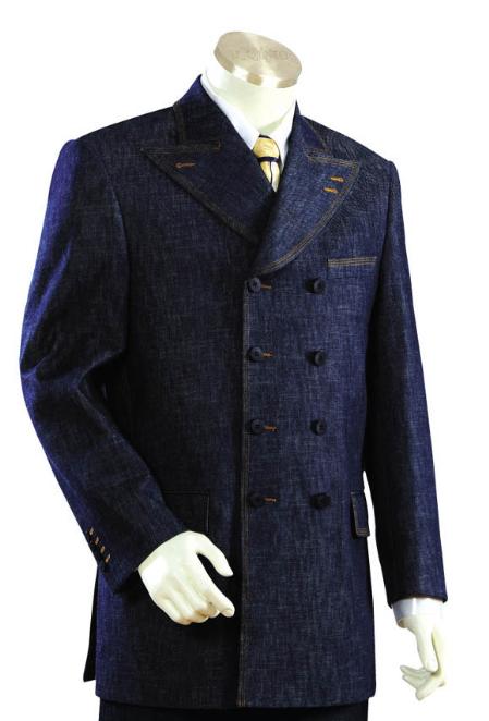 Men's Long Zoot Suit in Blue Color - 34 Short or Extra Small
