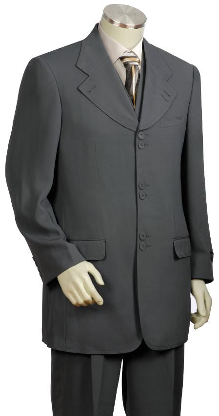 Men's Stylish 3 Piece Vested Zoot Suit Grey - 36 Regular Jacket+30 Waist Adjustable 26to32)Height: 5'7"-6')(Neck: 14.5-16:S)