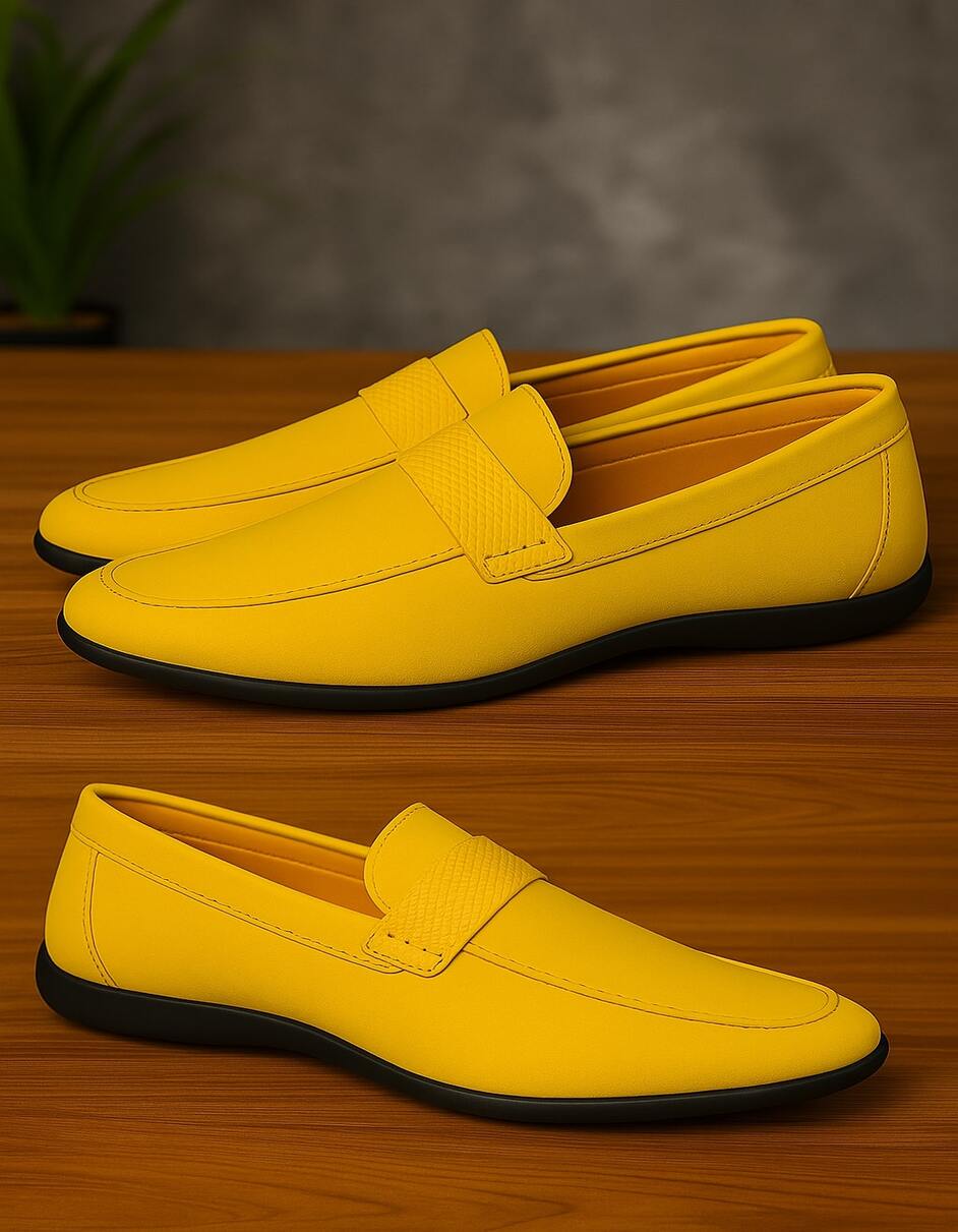 Men's Yellow Suede Loafers – Casual Slip-On Moccasin Driving Shoes - 6.5 Standard / D / Medium