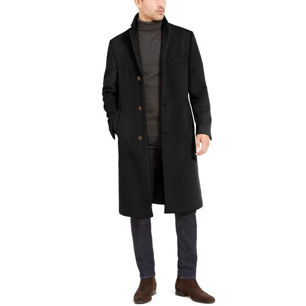 Mens Columbia Classic-Fit Black Overcoat Classic-fit - Coat Size 38