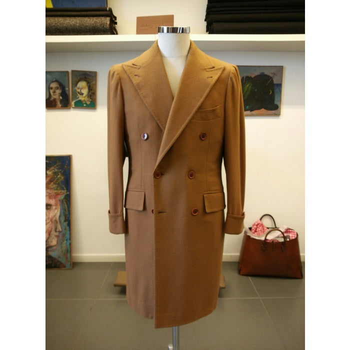 Mens Light Camel Single Breasted Notch Lapel Overcoat