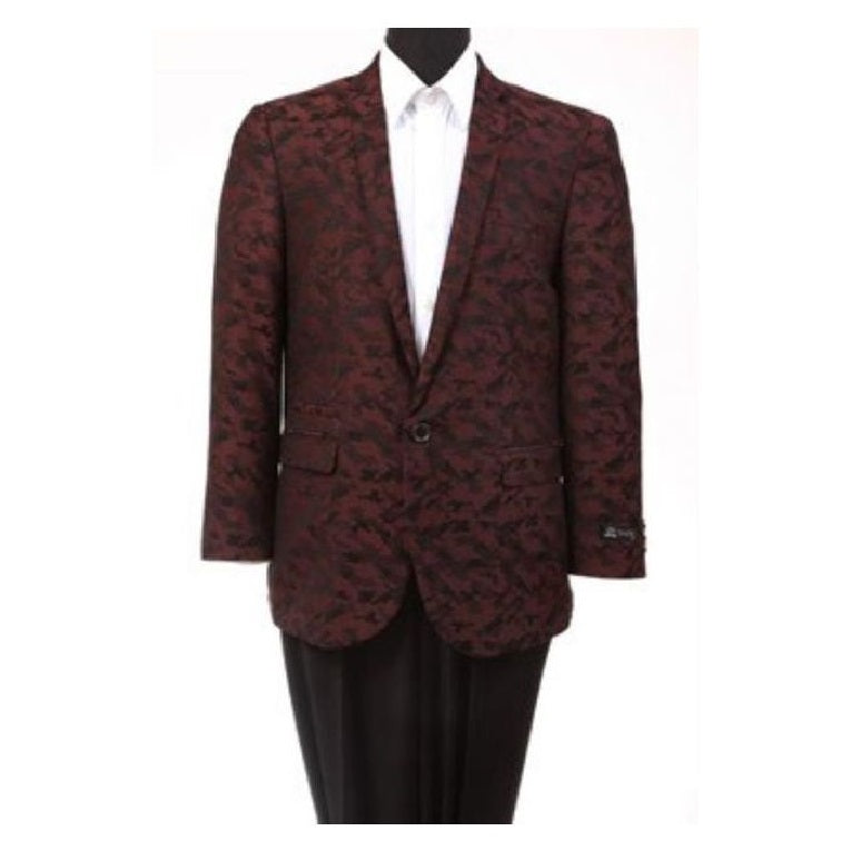 Single Breasted Burgundy Classic Two Button Blazer