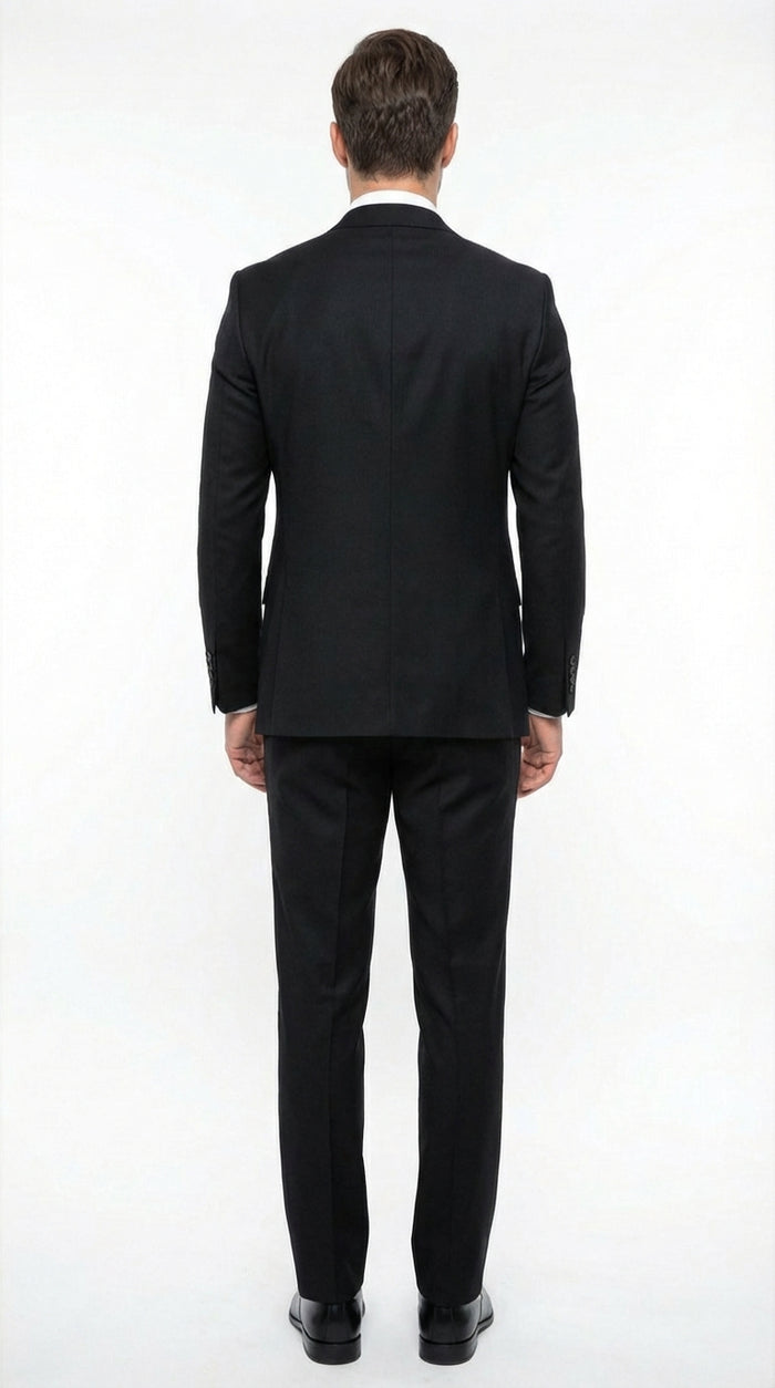 Tiglio Mens Black 3 Piece Suit Classic Formal Business Suit with Vest for Wedding and Special Occasion