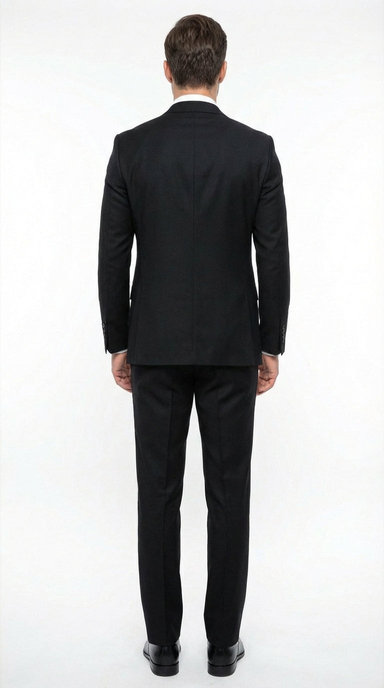Tiglio Mens Black 3 Piece Suit Classic Formal Business Suit with Vest for Wedding and Special Occasion
