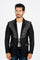 Men’s Black Faux Suede Embroidered Dinner Blazer – Modern Fit Formal Jacket