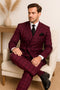 Burgundy Plaid Suit for Men – Rossiman Double-Breasted Windowpane Two-Piece
