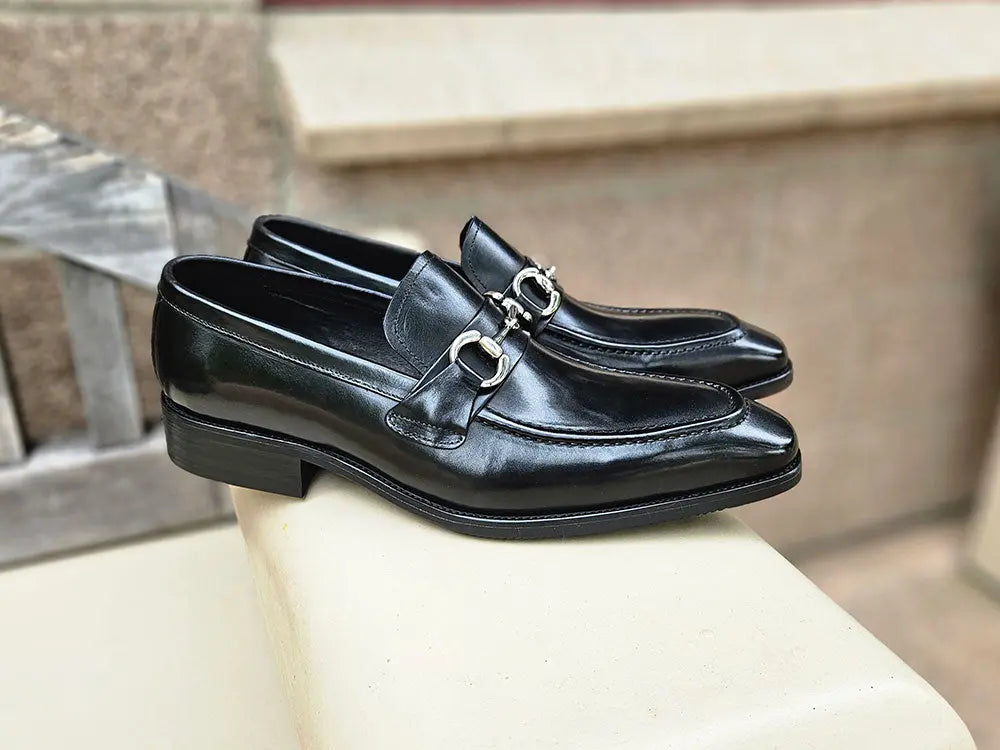 Men's Burnished Signature Buckle Loafer-New Designer Collection - 7.5