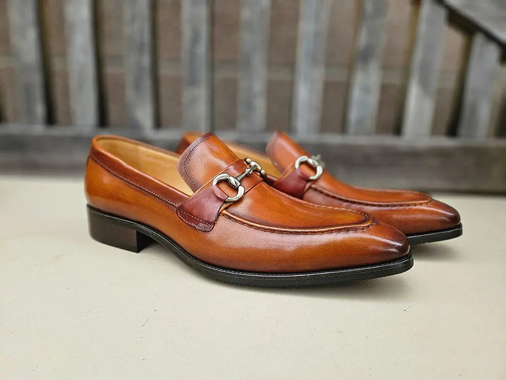 Men's Burnished Signature Buckle Loafer-New Designer Collection - 7.5