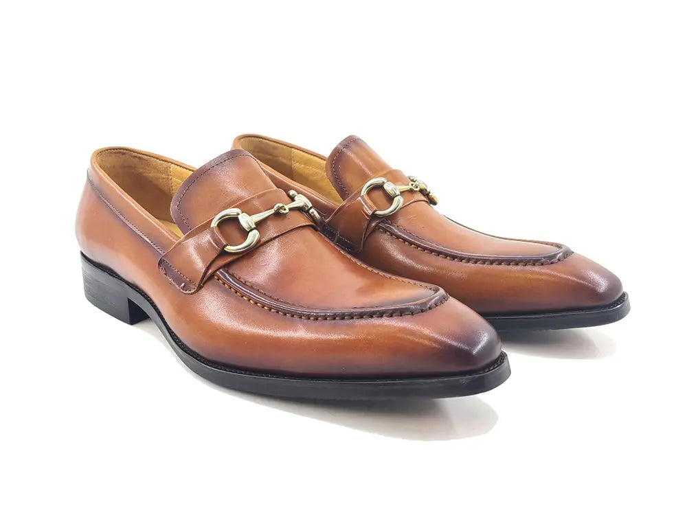 Carrucci Men's Burnished Signature Buckle Loafer