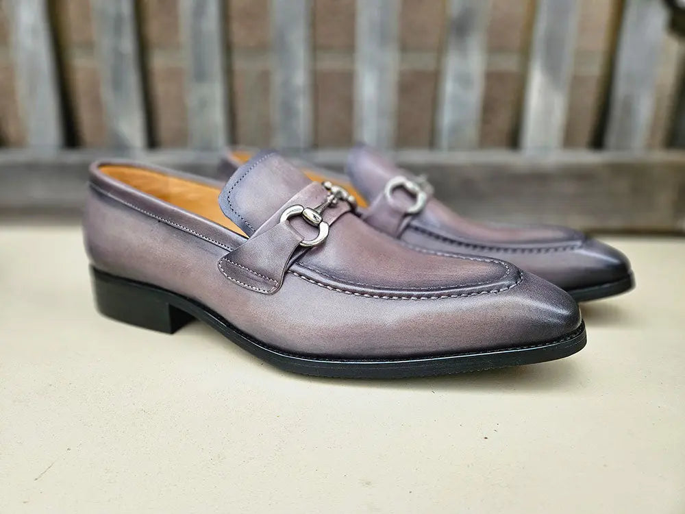 Men's Burnished Signature Buckle Loafer-New Designer Collection - 7.5