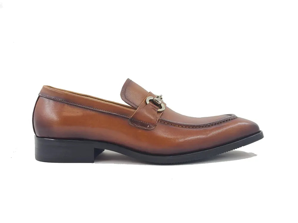 Men's Burnished Signature Buckle Loafer-New Designer Collection - 7.5