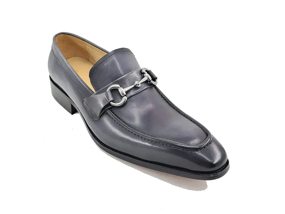 Men's Burnished Signature Buckle Loafer-New Designer Collection - 7.5