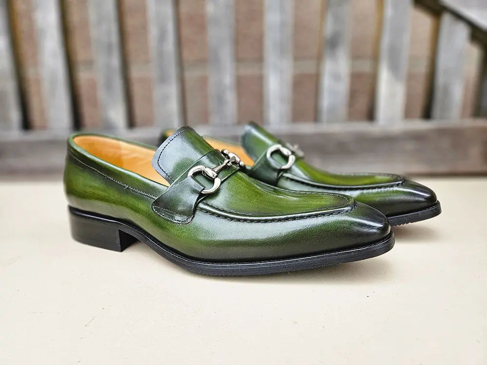Men's Burnished Signature Buckle Loafer-New Designer Collection - 7.5