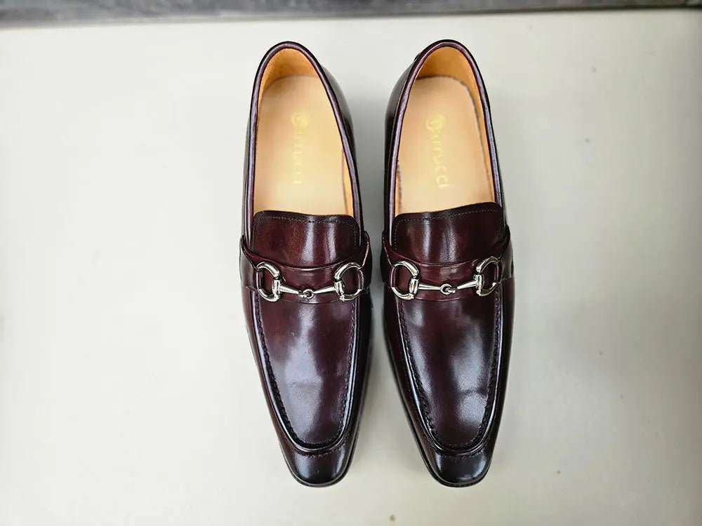 Men's Burnished Signature Buckle Loafer-New Designer Collection - 7.5