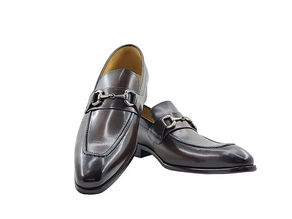 Men's Burnished Signature Buckle Loafer-New Designer Collection - 7.5