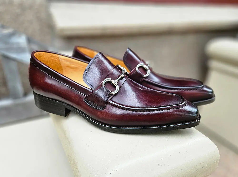 Men's Burnished Signature Buckle Loafer-New Designer Collection - 7.5