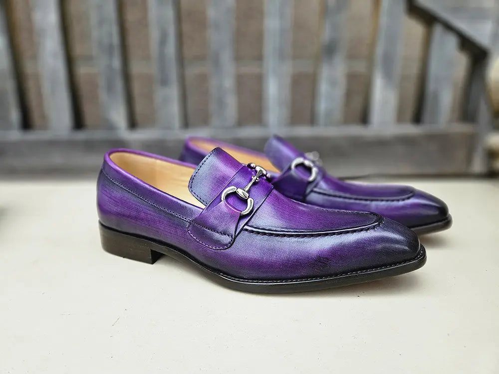 Men's Burnished Signature Buckle Loafer-New Designer Collection - 7.5